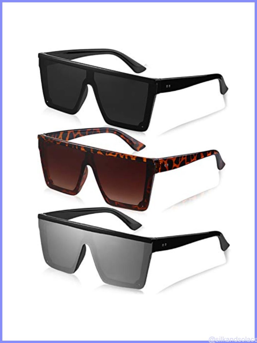 Oversized Square Sunglasses Shield Full Frame Mirrored Lenses Retro